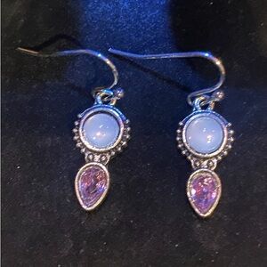 Elegant Silver and Pink Dangle Earrings